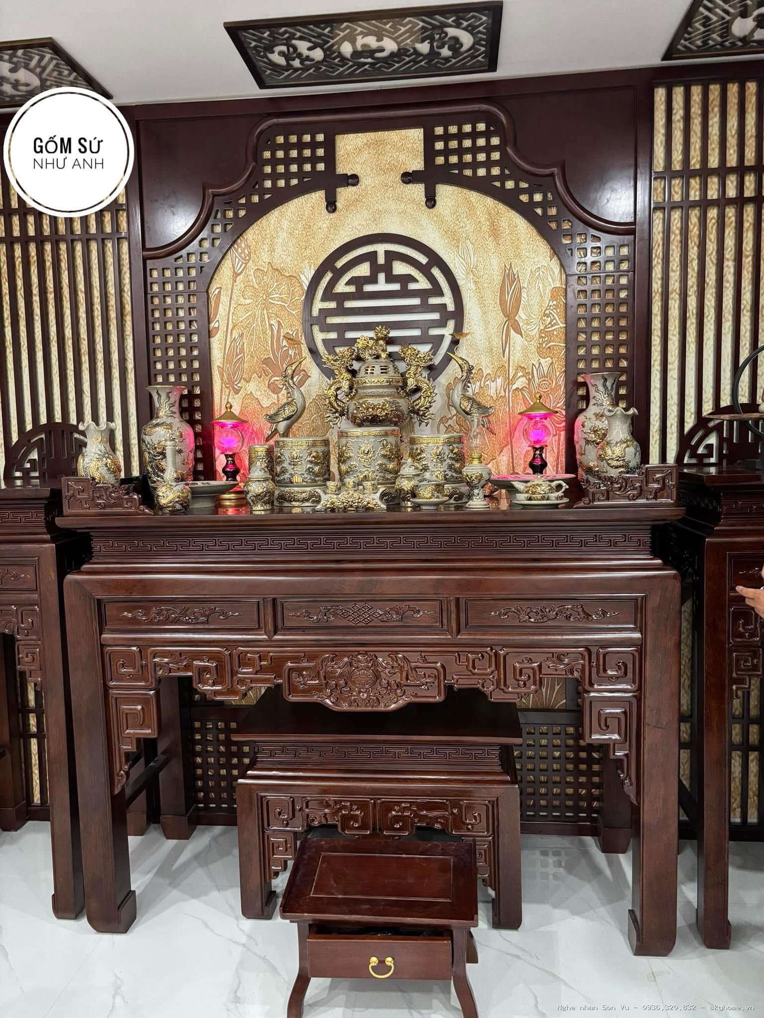 Bàn thờ Phật cho nhà cô Hương - Chế tác bởi Nghệ nhân Sơn Vũ